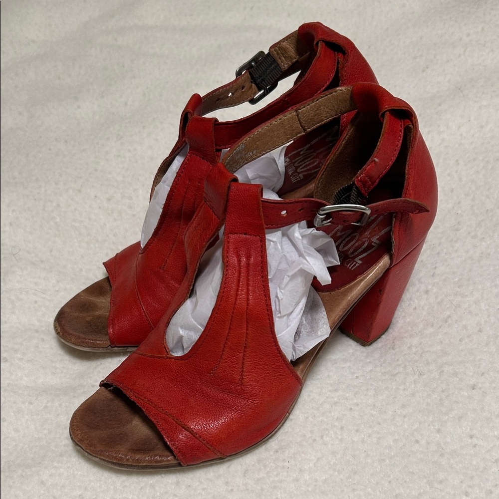 Miz Mooz Red Leather Heeled Sandals